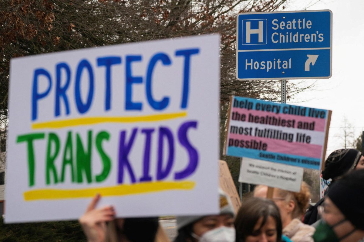Demonstrators gather for a rally in support of trans youth athletes, following U.S. President Donald Trump's action to sue Minnesota of their transgender student-athlete policy Washington, U.S. April 8, 2026. REUTERS/David Ryder