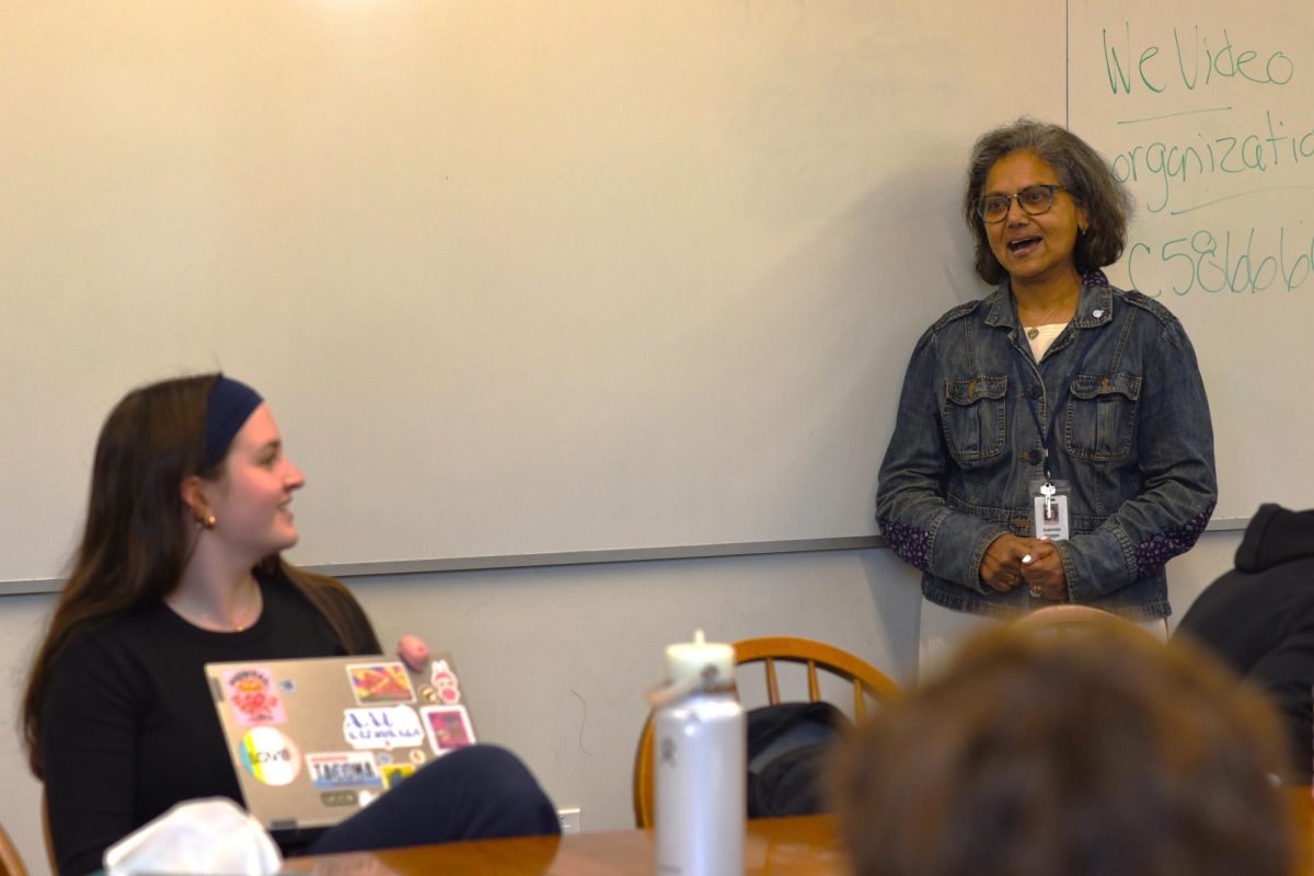 PART OF YOUR WORLD. History teacher Sushmita Hodges teaches a section of World History II on the last week of classes May 19. Sophomore Oakley Schonwald said Hodges is "very passionate about teaching" and loves hearing stories about her grandchildren.