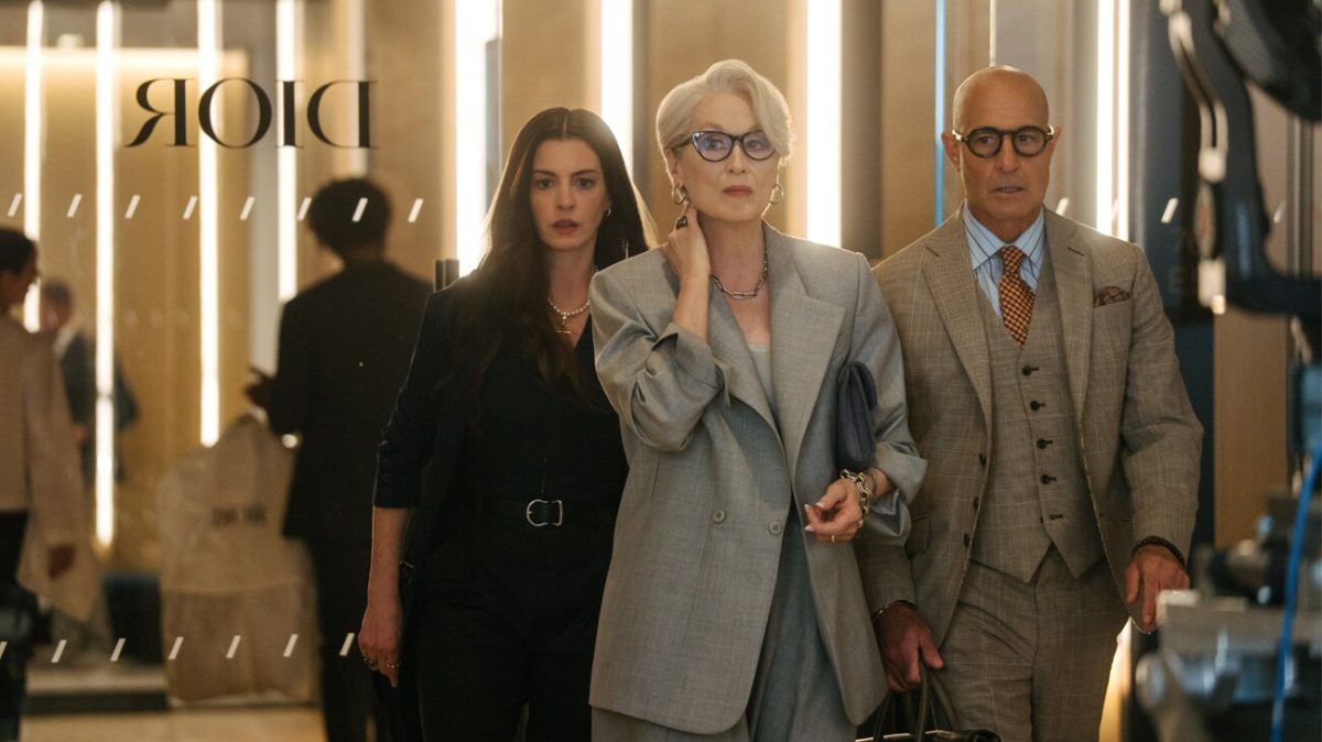 FRENEMIES. Heartfelt moments between Close's Miranda Priestly, Hathaway’s Andie Sachs and Tucci’s Nigel Kipling don’t only feel out of place, they’re astonishingly fake and forced. That’s not who Priestley is; it’s not what the films are about. Trying to establish this peer-like emotional connection between Priestley and the rest of the leads is one of many major missteps that “The Devil Wears Prada 2” makes. (Fair Use image 20th Century Fox)